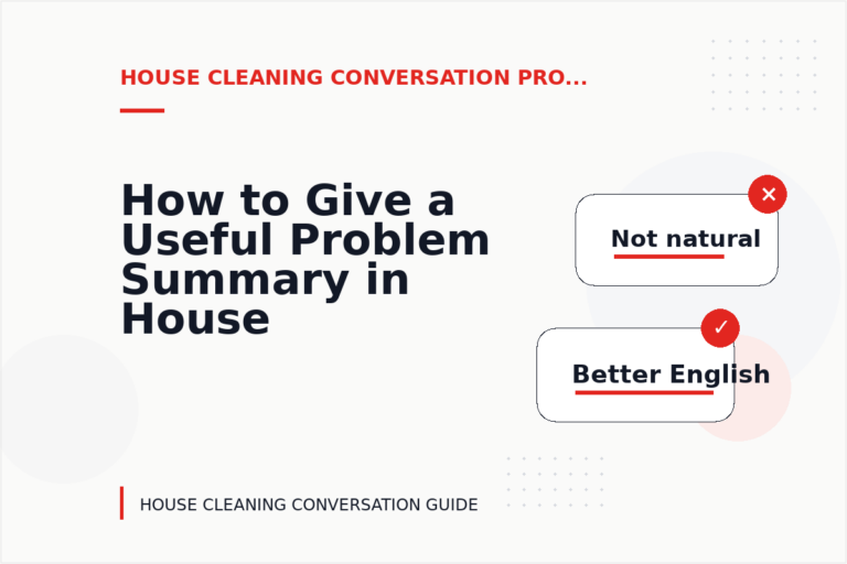 How to Give a Useful Problem Summary in House Cleaning Conversation English How to Give a Useful Problem Summary in House Cleaning Conversation English